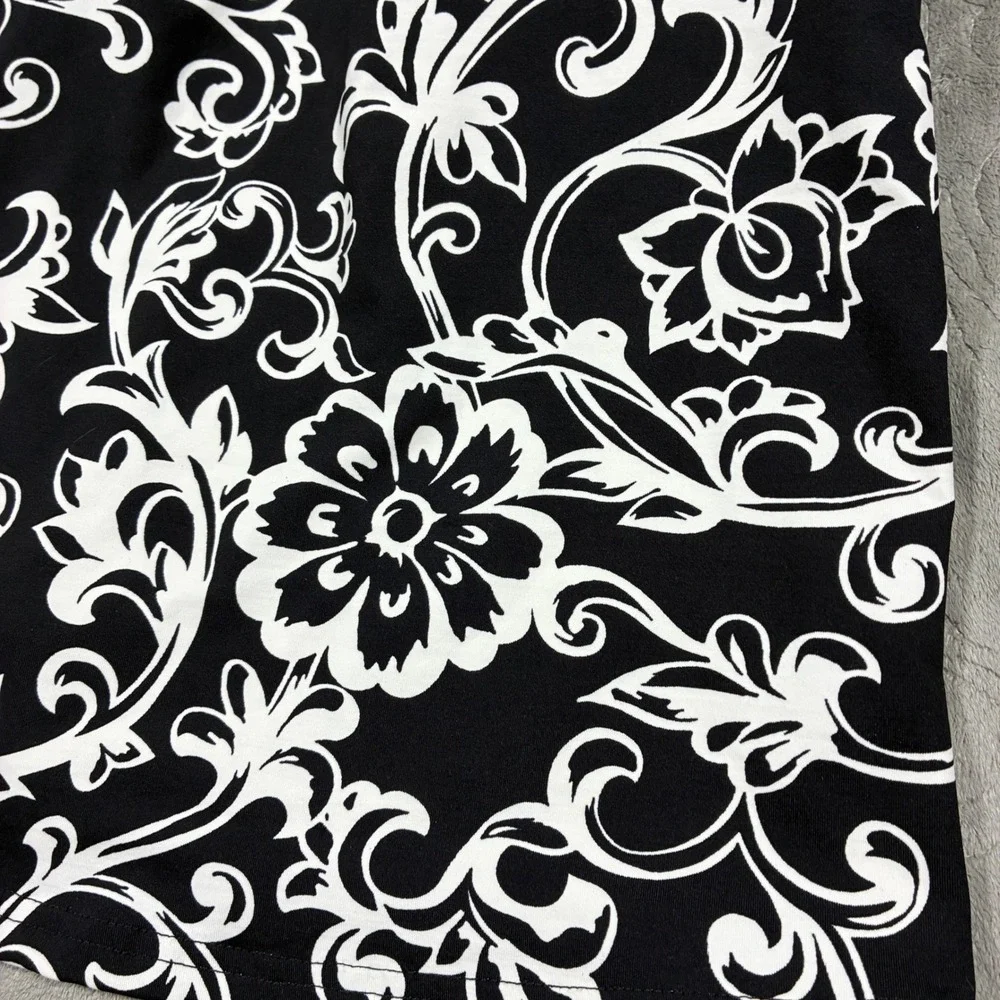 Lands' End Tankini Swim Top Size 6 Black Floral Modest Preppy